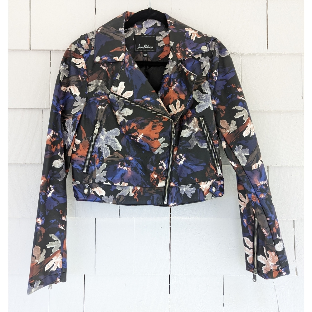 NWT Sam Edelman Floral Vegan Leather Jacket Small